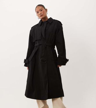 Asos Petite ASOS DESIGN Petite trench oversize lungo nero