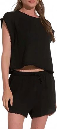 Elan Cap Sleeve Bali Top In Black