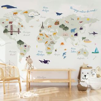 99deco Papel pintado panor&aacute;mico - 7 tiras: 336x270cm - verde - 99deco