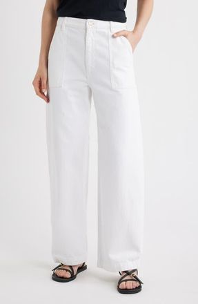 Frame Denim The Bow High Waist Wide Leg Utility Jeans in White at Nordstrom, Size 24
