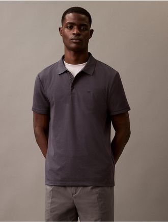 Calvin Klein Jeans Calvin Klein Mens Smooth Cotton Blend Monogram Polo Shirt - Navy - M