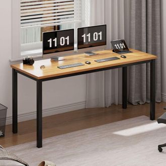Soges Scrivania per computer piccola 120 x 60 x 75 cm, scrivania per PC, scrivania da ufficio, scrivania angolare per ufficio domestico,Teak Nero