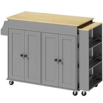 HOMCOM Isla de cocina 189.2x50x87.8 cm gris