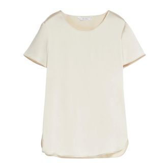 Max Mara T-Shirts, female, Beige, Size: XL Cortona Satin T-shirt