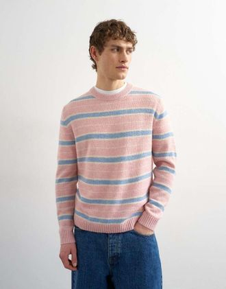 Topman Maglione a righe spazzolato vestibilit&agrave; comoda rosa