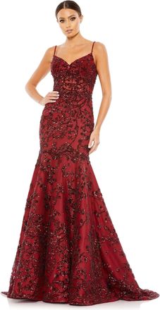 Mac Duggal Sequined Illusion Corset Trumpet Gown