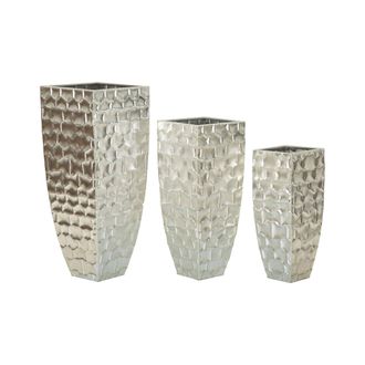 Dmora Set Mit 3 Vasen Iguazu, Dekorationszubeh&ouml;r, Amphoren, Einrichtungszubeh&ouml;r, 38x38 H91 Cm, Silber