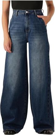 Janice Jeans, Dames, Blauw, W30, Dexter Dames Wide Leg Jeans Blauw