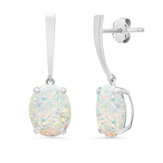 MAX + STONE 14k White Gold Solitaire Oval-Cut Gemstone Drop Earrings (10x8mm)