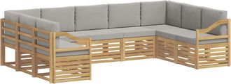 vidaXL Conjunto De Sof&aacute;s De Exterior 9 Uds. Blanco Y Gris Claro Vidaxl