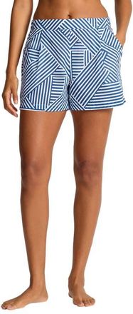 Tommy Bahama Catalina Stripe Cotton Cover-Up Shorts in Indigo Tide at Nordstrom, Size X-Small
