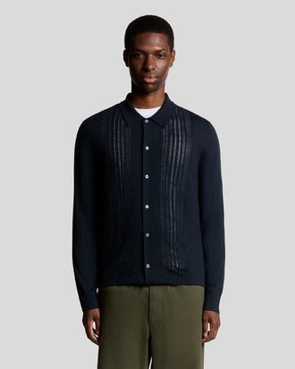 Lyle & Scott Long Sleeve Cable Knitted Shirt in Carbon at Nordstrom, Size Xx-Large