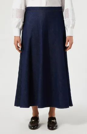 Marina Rinaldi A-Line Midi Skirt in Midnight Blue at Nordstrom, Size 16W