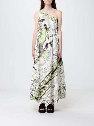 Tory Burch Abito monospalla in cotone con stampa