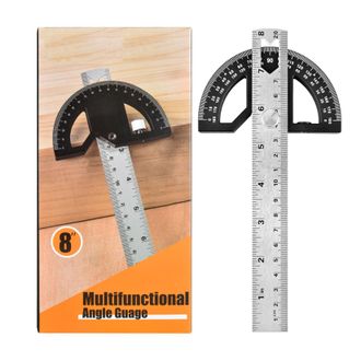 OEM Regla De &Aacute;ngulos Con Transportador - Calibrador Ajustable De Acero Inoxidable Con Medici&oacute;n De 0 A 180 Grados Para Trabajos De Carpinter&iacute;a (negro, 20,3