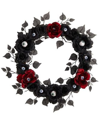 Nearly Natural Eyeball Rose Halloween Artificial Wreath 24In