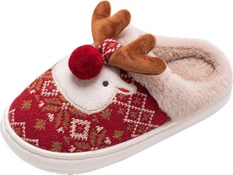 Generic Womens Reindeer Plush Slippers, Cozy Winter House Shoes, Fleece Lined Non-Slip Slippers, Cute Christmas Reindeer Indoor Slippers, Soft Sole Warm Slipp