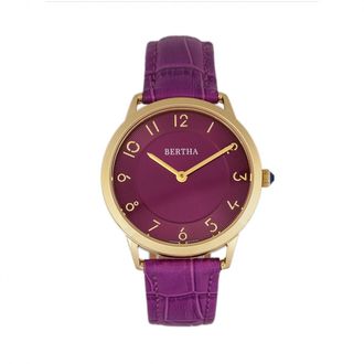Bertha Sunglasses Womens Abby Swiss Leather-Band Watch - Fuschia Stainless Steel - One Size