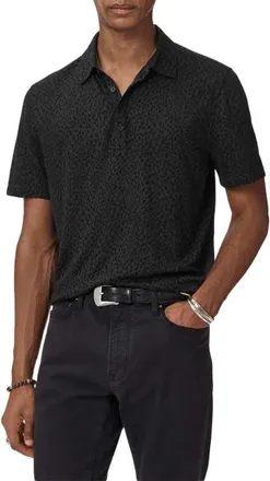 John Varvatos Marcel Distorted Dot Jacquard Polo in Charcoal at Nordstrom, Size Xx-Large