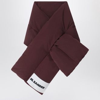 Jil Sander Plum padded scarf with logo