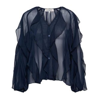 &Co Woman Wies Blouse - Dames - Blouses & Shirts - Blauw - Maat: S Voile