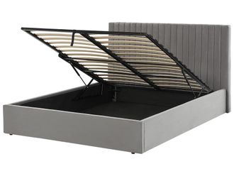 Beliani Estructura de cama de tejido gris 160x200