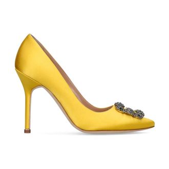 Manolo Blahnik Pumps, female, Yellow, Size: 7 1/2 US High-heeled D&eacute;collet&eacute;