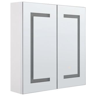 Beliani Beliani - Armario De Pared Blanco Led 60 X 60 Cm Con Espejo Almacenamiento Ba&ntilde;o Minimalista Moderno Mazarredo