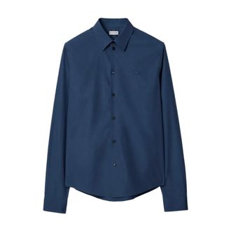 Burberry Overhemden, Heren, Blauw, S, Katoen, Katoenen Popeline Shirt