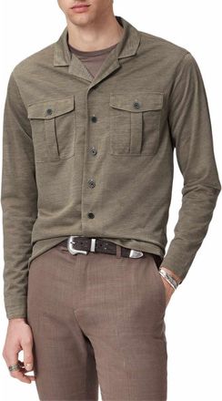 John Varvatos Sintra Summer Military Button-Up Shirt in Shadow Grey at Nordstrom, Size Xx-Large