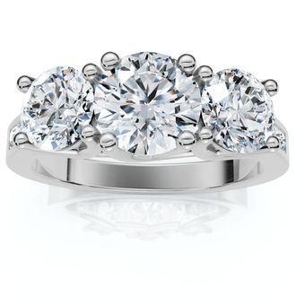 Pompeii3 2Ct Three Stone Diamond Anniversary Engagement Ring 14k Gold or Pt Lab Grown