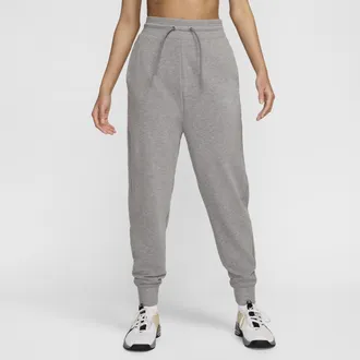 Nike Womens Dri-FIT One High-Waisted 7/8 French Terry Jogger Pants in Grey | FB5434-091