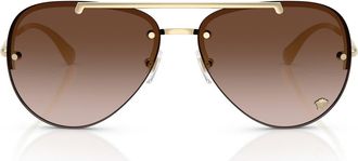 Versace 60mm Pilot Sunglasses in Pale Gold/brown Gradient at Nordstrom