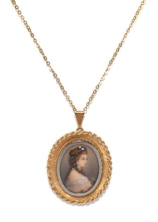 Bespoke 18ct Gold Victorian Diamond Portrait Pendant Necklace