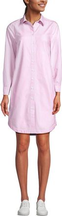 Lands End Linen Long Sleeve Button Front Shirt Dress in Pink/white Stripe at Nordstrom, Size Medium P