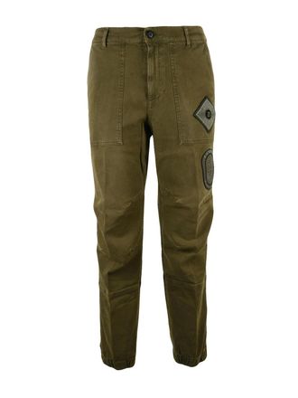Dondup Military Green Gil Elastic Cuffs Stretch Cotton Trousers