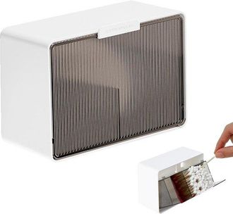 No Brand Caja Para Bastoncillos De Algod&oacute;n, Dispensador De Discos De Algod&oacute;n, Almacenamiento De Pared Con 2 Compartimentos, Para Aseo, Ba&ntilde;o, Dormitorio, 16,9 X