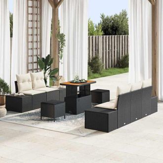 vidaXL Vidaxl - Conjunto De Sof&aacute; De Jard&iacute;n 8 Pcs Negro, Crema 90 X 55 X 71 Cm