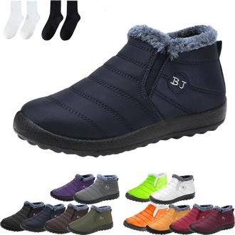 Generic Womens Waterproof Orthopedic Warm Boots, Anti-Slip Fur Lined Slip On Shoes for Women Men (Blue,13.5)