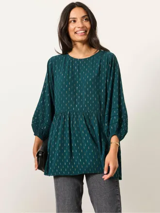 Fat Face FatFace Stella Teal Blue Metallic Tunic