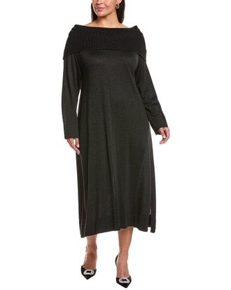 Marina Rinaldi Plus Glamour Wool-Blend Knitted Dress