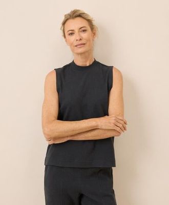 Pact Organic Cotton Airplane Mock Neck Shell in Charcoal Heather at Nordstrom, Size Xx-Large