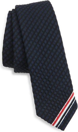 Thom Browne Classic Stripe Wool Tie in Navy at Nordstrom