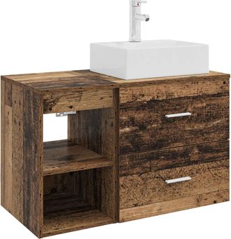 vidaXL Juego De Muebles De Ba&ntilde;o 2 Uds. Madera Envejecida Vidaxl