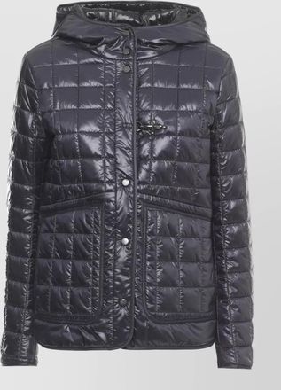 Fay high neck hooded padded quilted coat