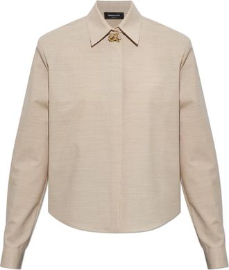 Fabiana Filippi Shirt met applicatie - Dames - Overhemden - Beige - XS - Overhemden