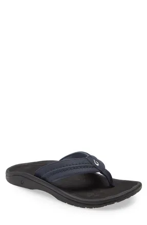 Olukai Hokua Flip Flop in Blue Depth/black at Nordstrom, Size 14