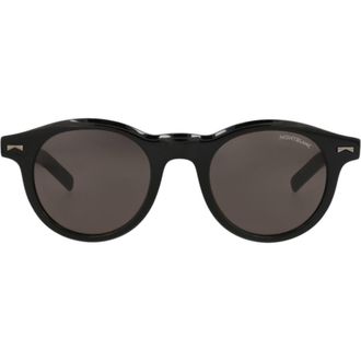 Montblanc 49mm Round Sunglasses in Black Black Grey at Nordstrom Rack