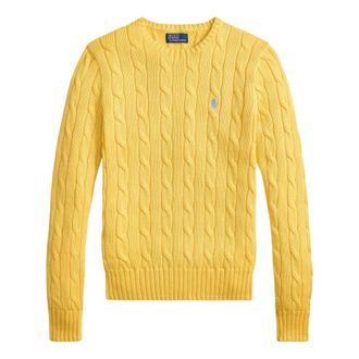 Ralph Lauren Cable Knit Crewneck Sweater - Dames - Ronde hals truien - Geel - XS - Truien & Vesten