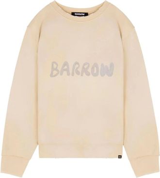 Barrow Barrow, Hoodies & sweatvesten, Dames, Beige, S, Katoen, Graphic Crewneck Sweatshirt